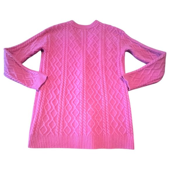 Talbots Alpaca Wool Blend Sz XS Hot Pink Button Up Cable Knit Cardigan Sweater - Picture 6 of 6